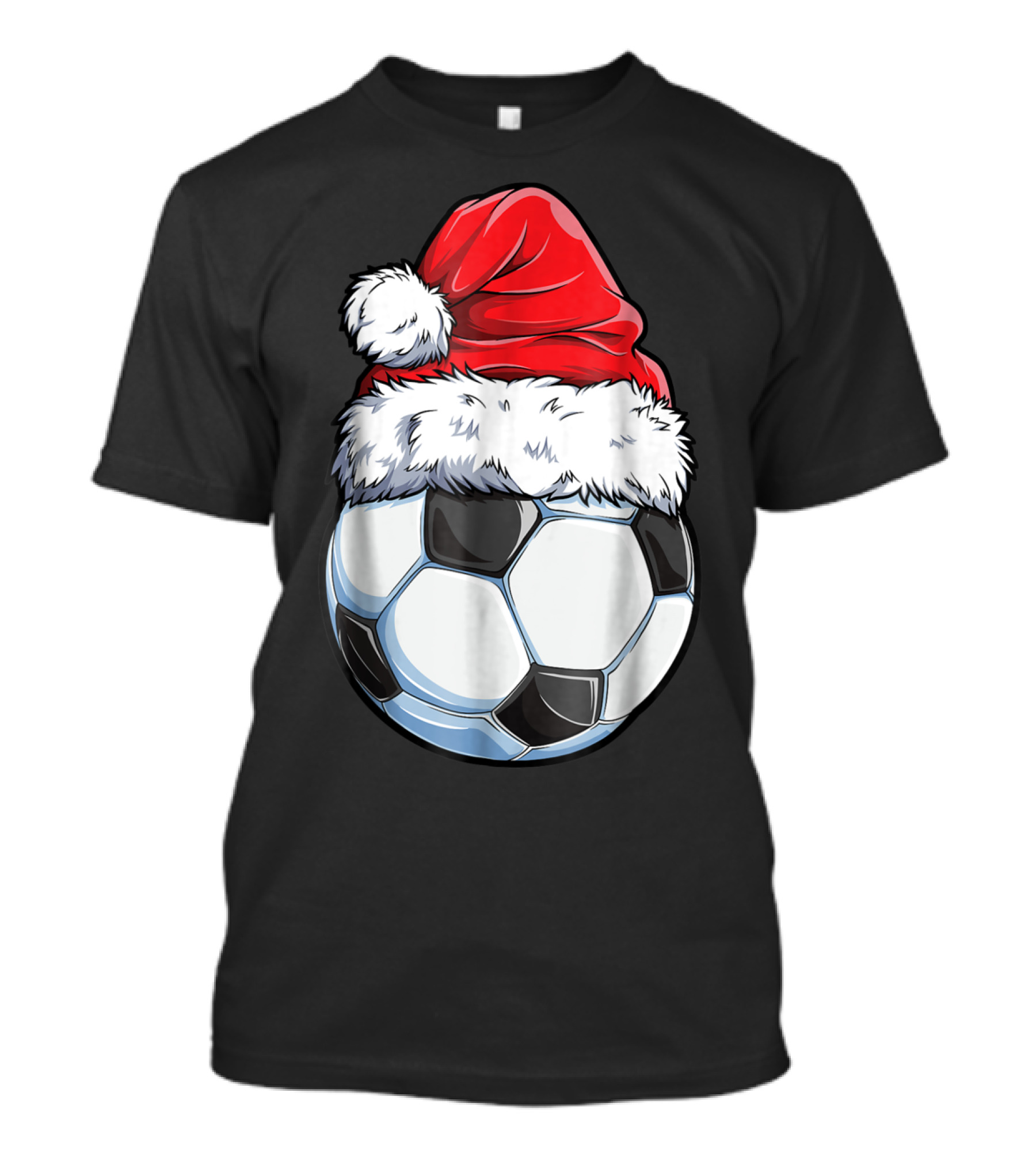 Santa Hat On Soccer Ball Christmas Xmas T-Shirt