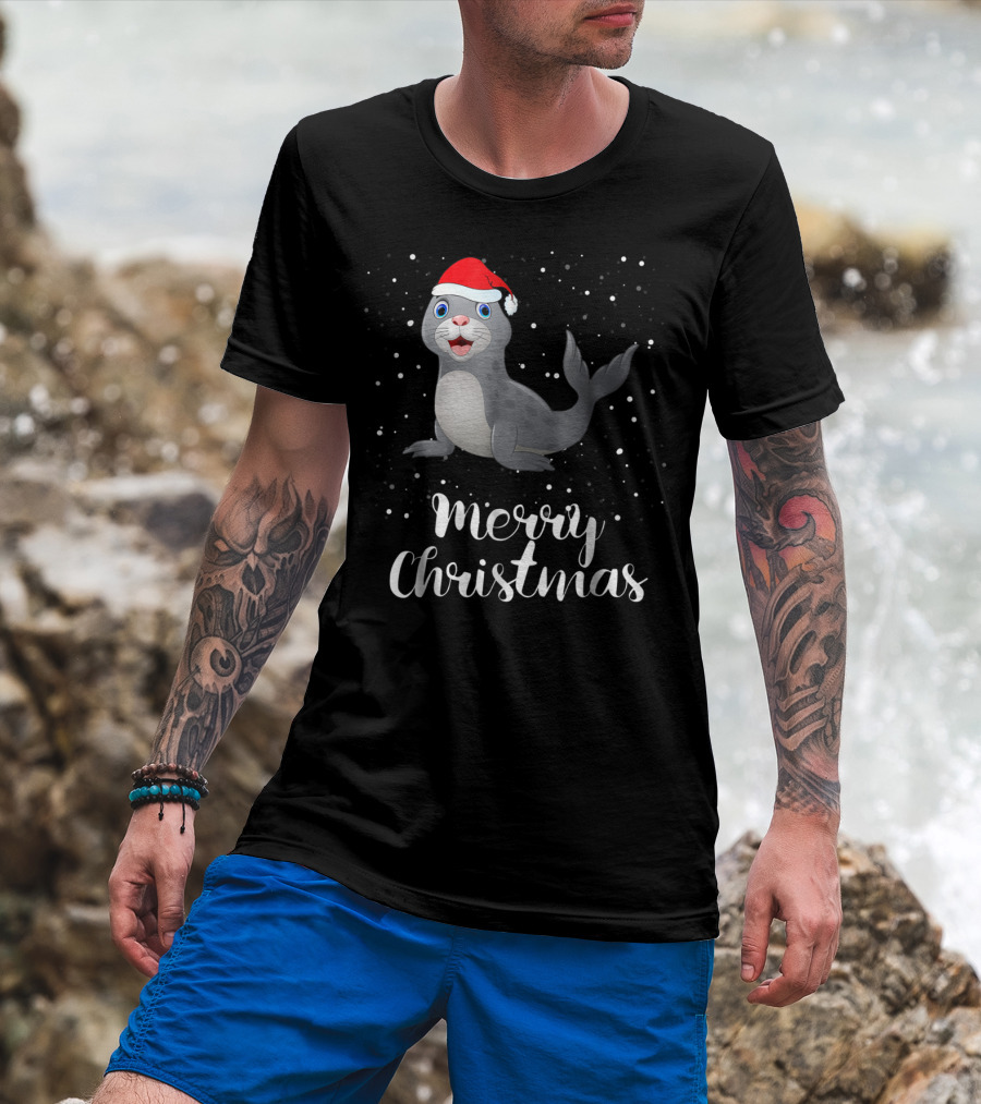 Seal Merry Christmas Funny Matching Family Group T-Shirt