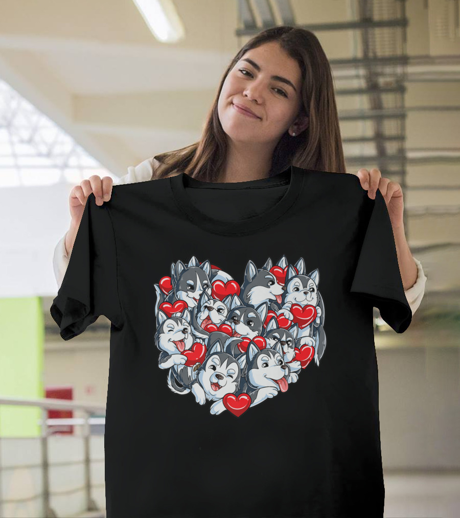 Siberian Husky Valentines Day Heart T-Shirt