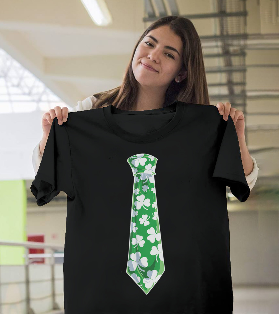 St Patricks Day Green Shamrock Tie Boys Men T-Shirt