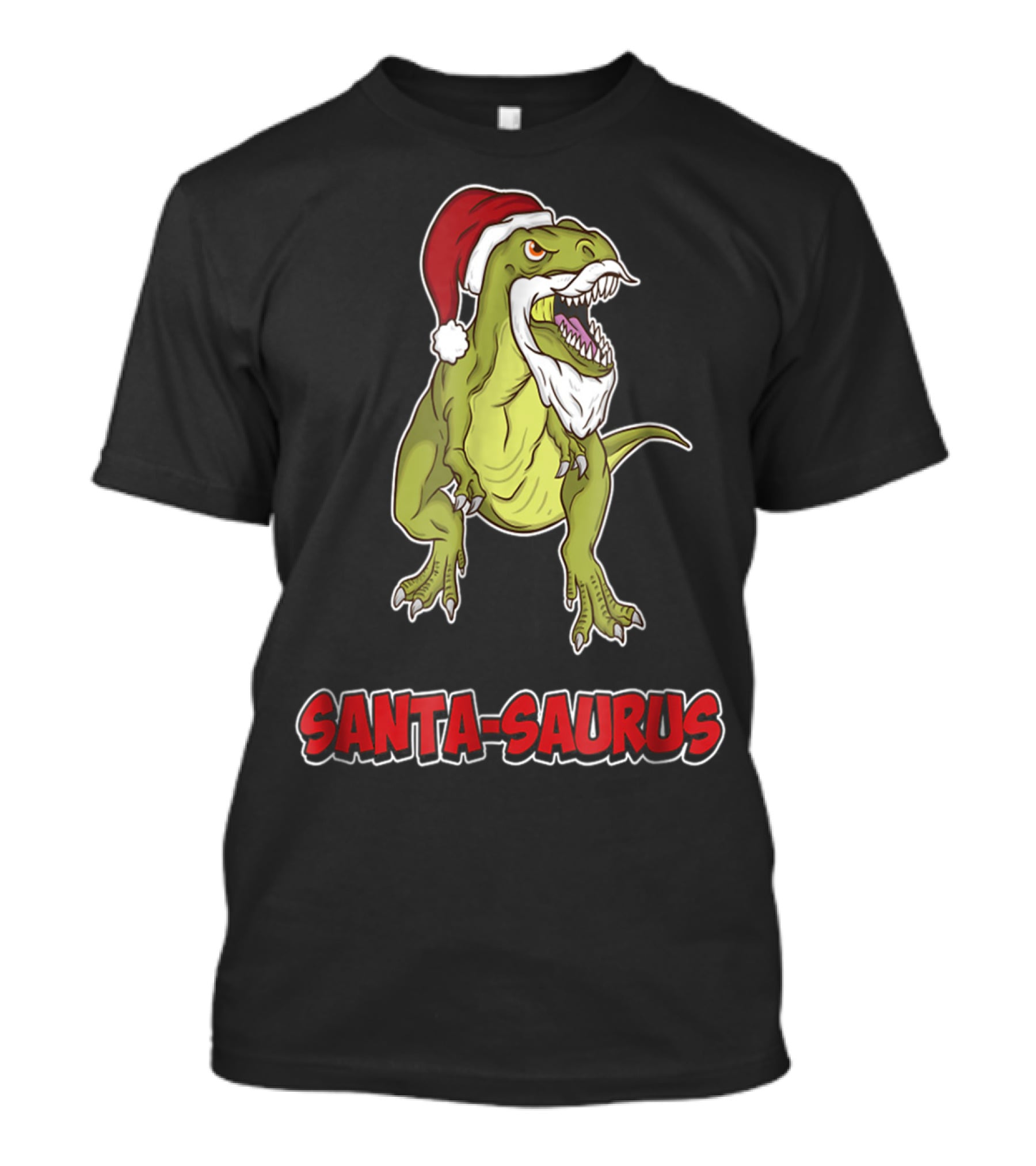 Santa Saurus Christmas Trex T-Rex Santa Hat T-Shirt