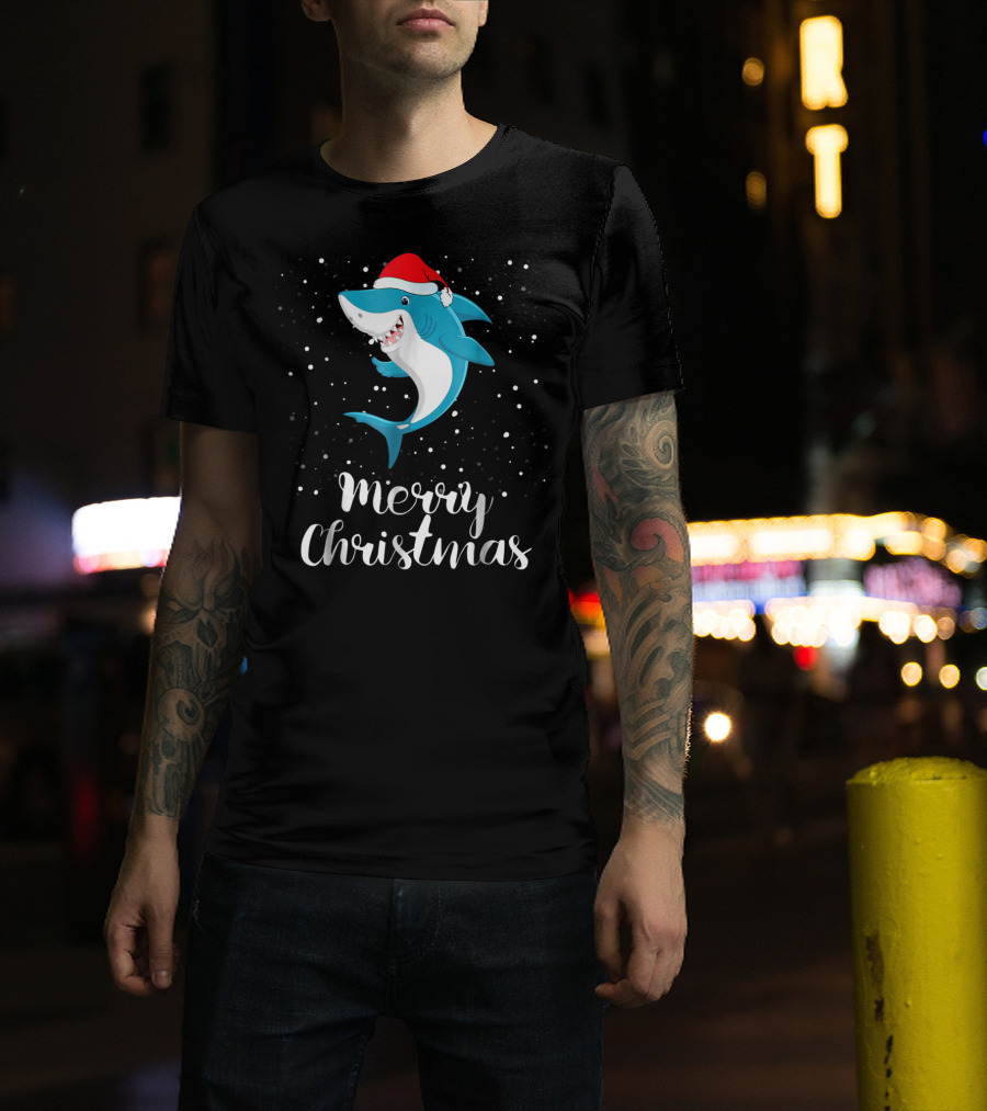 Merry Christmas Shark Funny Christmas Matching Family Group T-Shirt