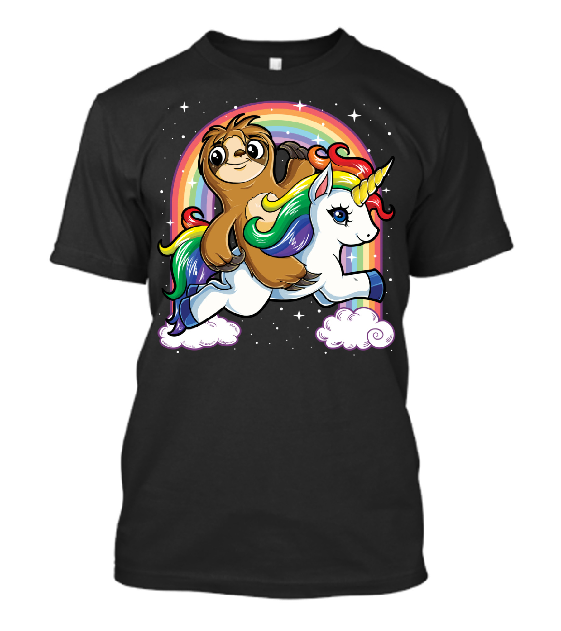 Sloth Riding Unicorn Rainbow Slothicorn Women Kids Fun T-Shirt