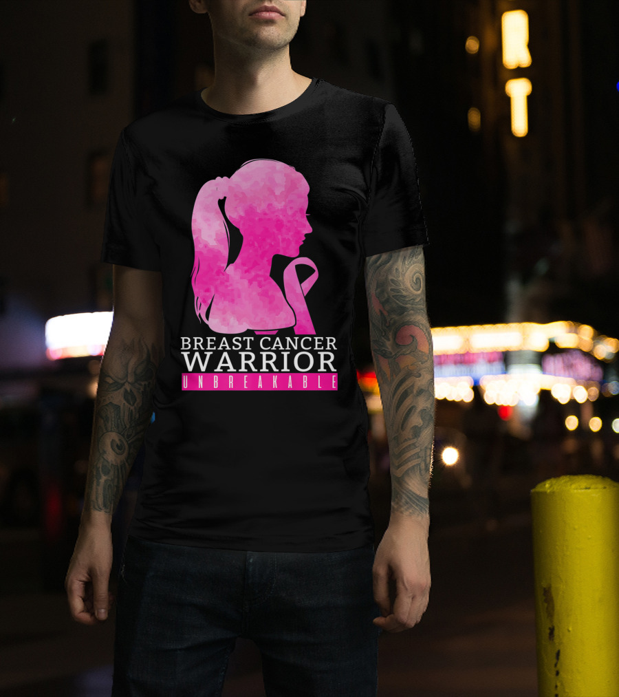 Breast Cancer Warrior Unbreakable Pink Ribbon T-Shirt