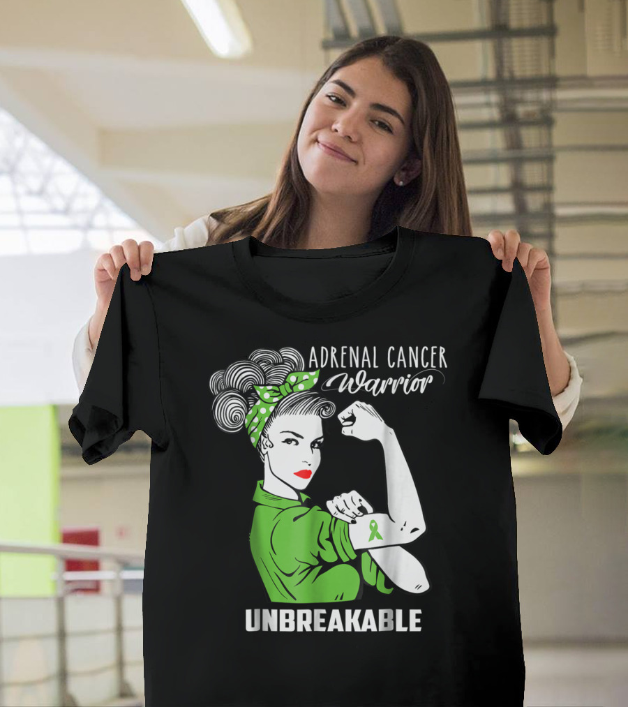 Adrenal Cancer Warrior Unbreakable Awareness Ribbon Strength T-Shirt