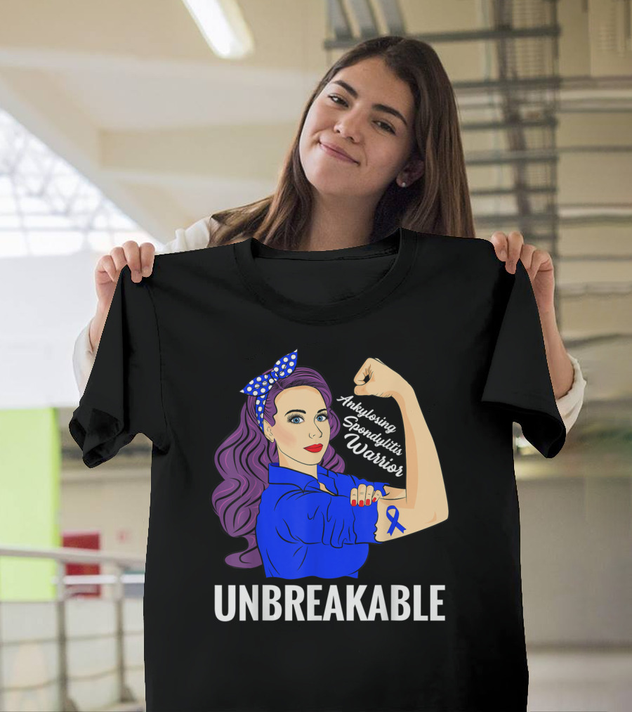 Ankylosing Spondylitis Warrior Unbreakable Rosie the Riveter Symbolic Strength T-Shirt