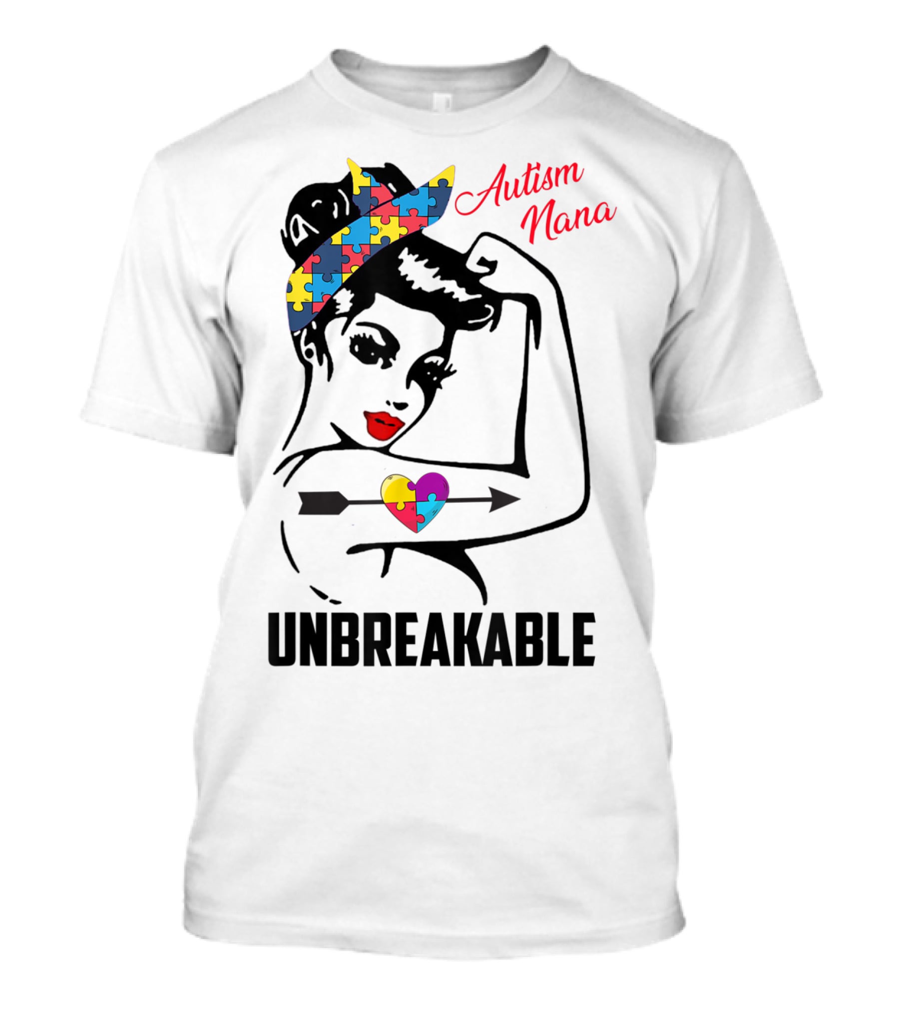 Autism Nana Unbreakable Puzzle Heart Bandana T-Shirt