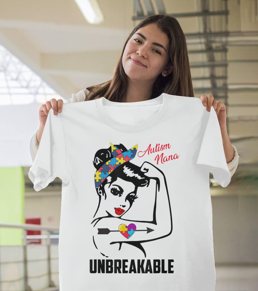 Autism Nana Unbreakable Puzzle Heart Bandana T-Shirt