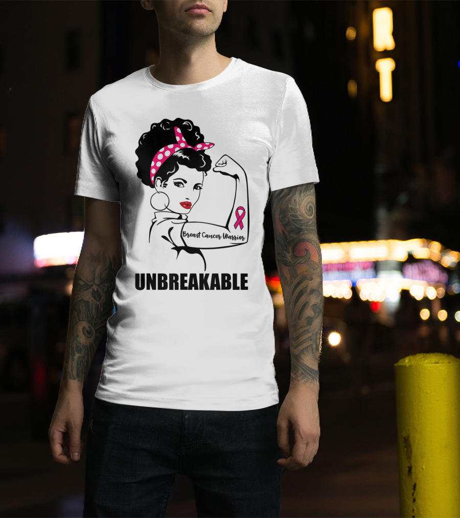 Breast Cancer Warrior Unbreakable Pink Ribbon Strength T-Shirt