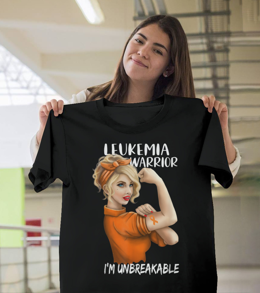 Leukemia Warrior Orange Ribbon I'm Unbreakable T-Shirt