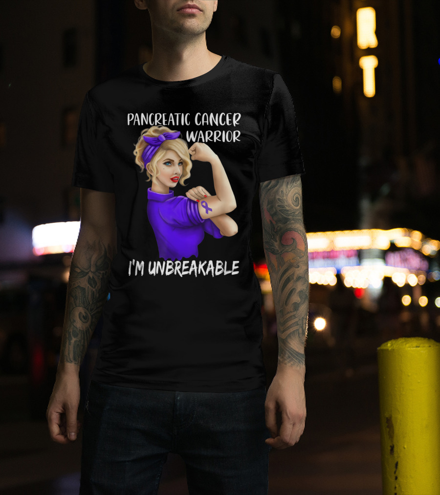 Pancreatic Cancer Warrior I'm Unbreakable T-Shirt