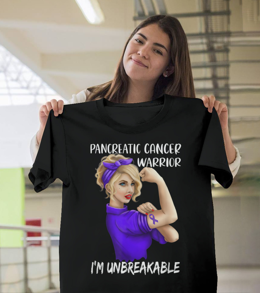 Pancreatic Cancer Warrior I'm Unbreakable T-Shirt