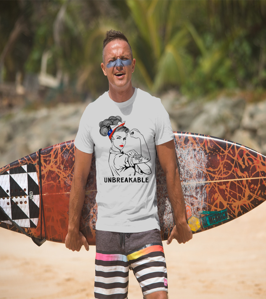 Chilean Girl Unbreakable Rosie Riveter Heritage With Chile Flag Bandana T-Shirt