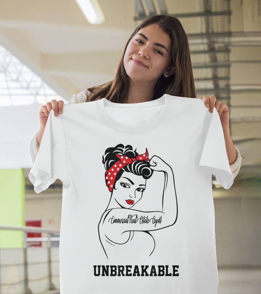 Unbreakable Commercial Real Estate Agent with Iconic Symbolic Strength T-Shirt