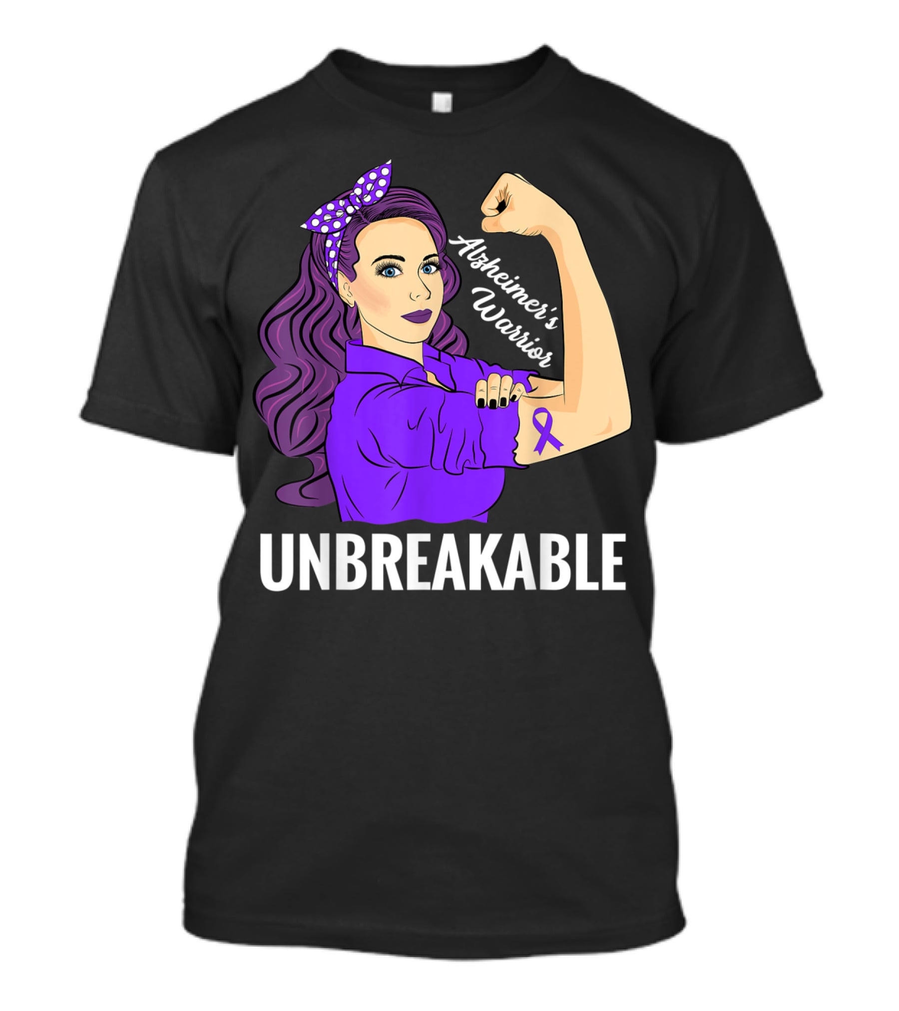 Alzheimer's Warrior Unbreakable Alz Awareness Strong Woman T-Shirt