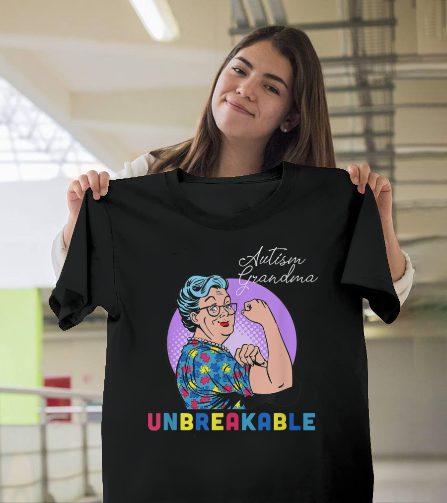 Autism Awareness Autism Grandma Unbreakable Pop T-Shirt