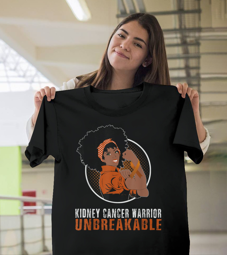 Kidney Cancer Warrior Unbreakable Black Girl Representation T-Shirt