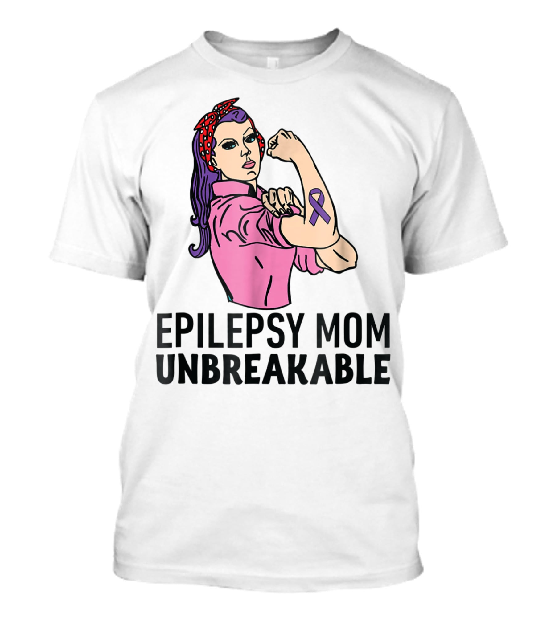 Epilepsy Mom Unbreakable Women Mother Purple Ribbon Empowerment T-Shirt