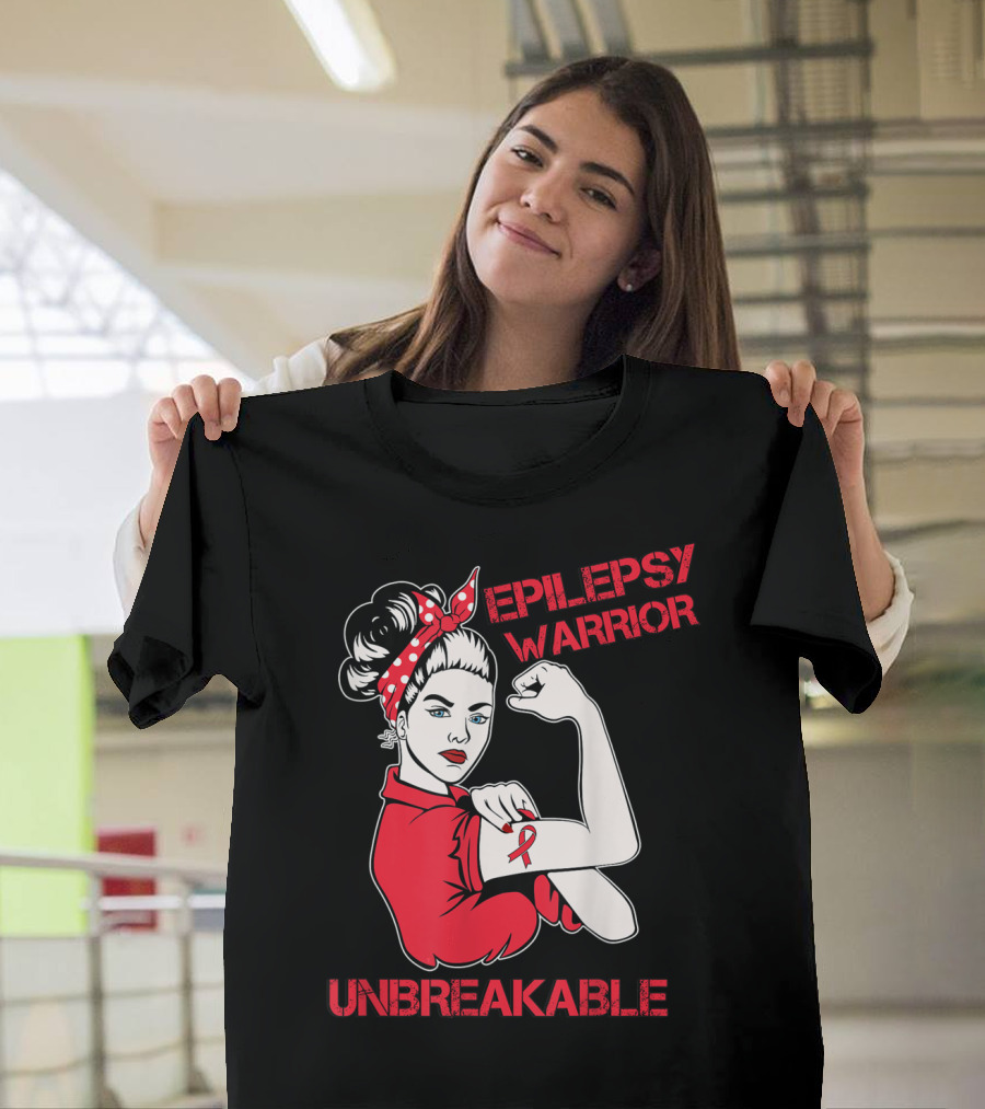 Epilepsy Warrior Unbreakable Rosie The Riveter Inspired T-Shirt