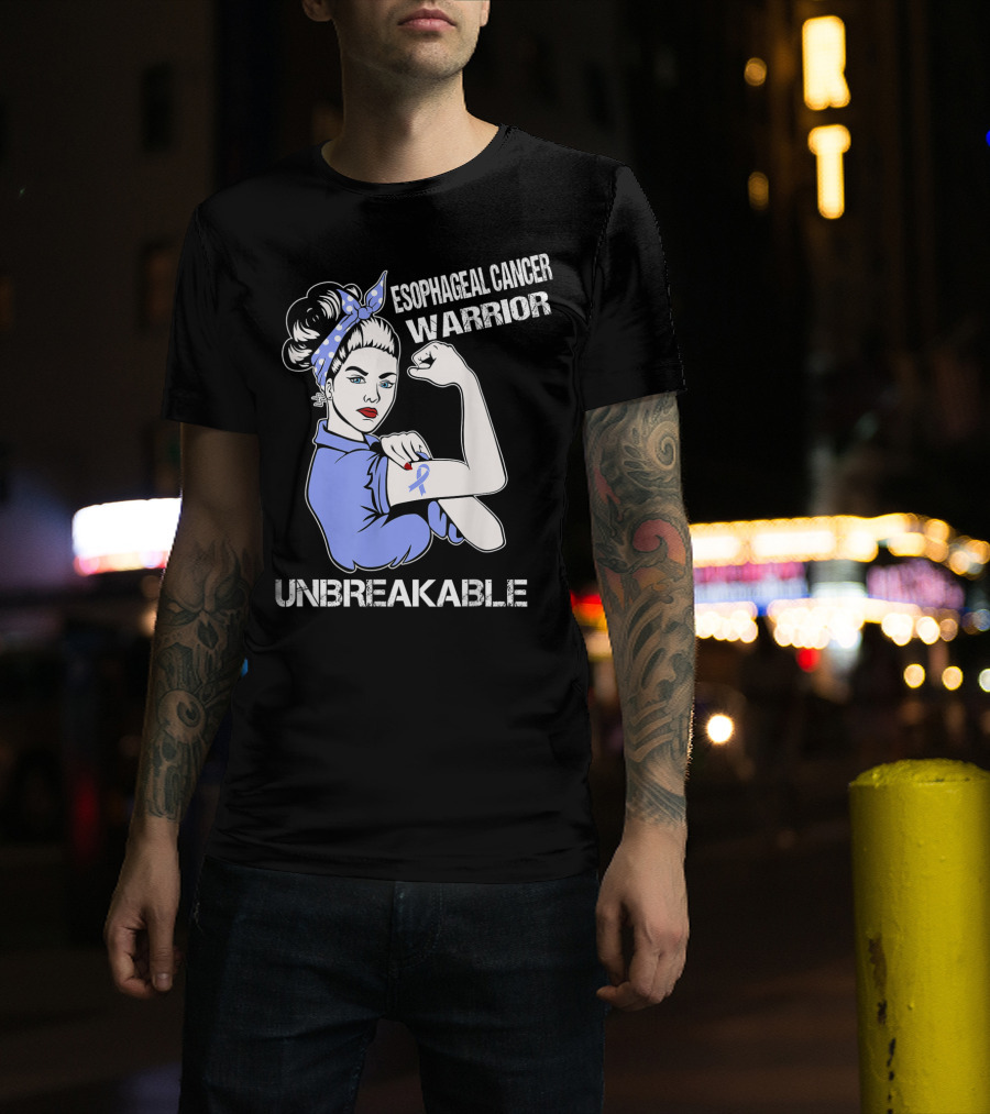 Esophageal Cancer Warrior Unbreakable Rosie The Riveter T-Shirt
