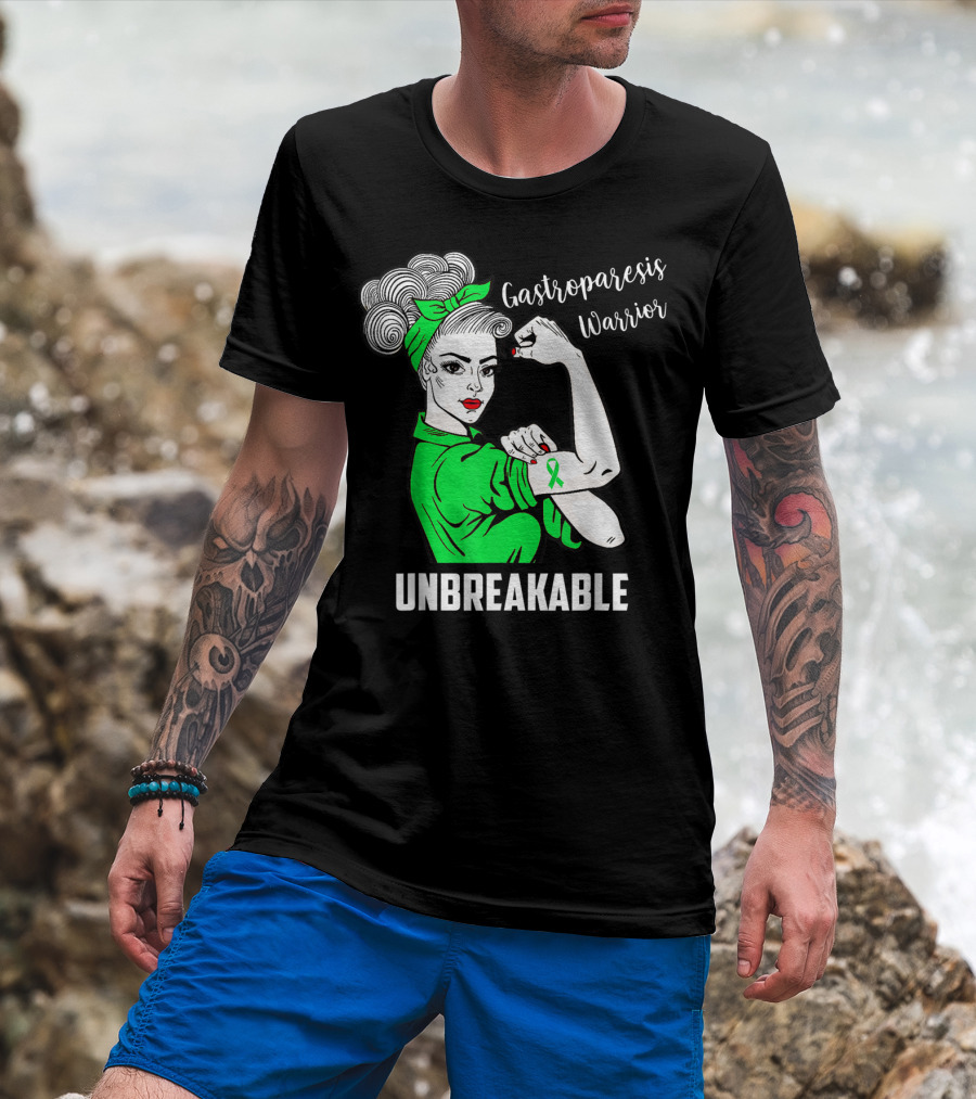 Gastroparesis Warrior Unbreakable Awareness Ribbon Strength T-Shirt