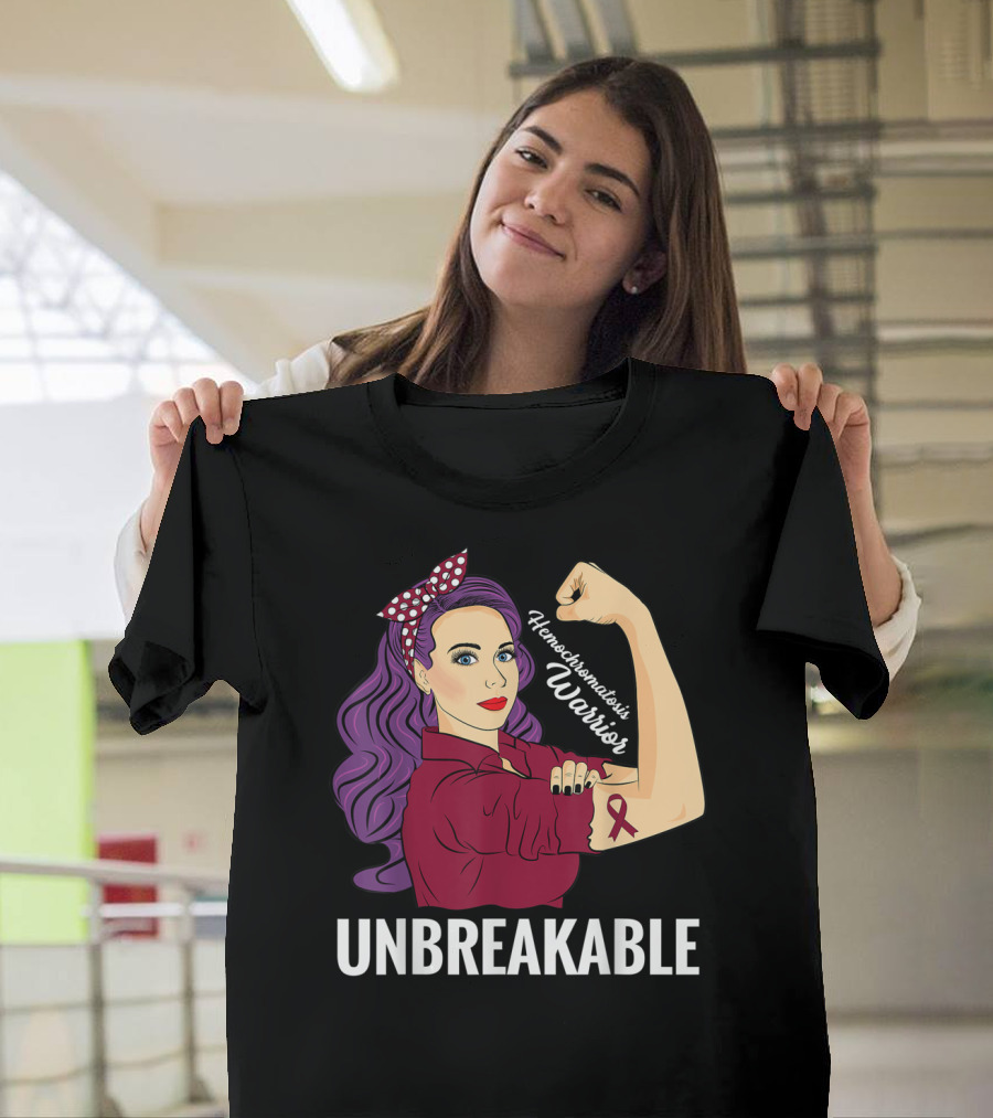 Hemochromatosis Warrior Unbreakable Awareness Rosie the Riveter T-Shirt