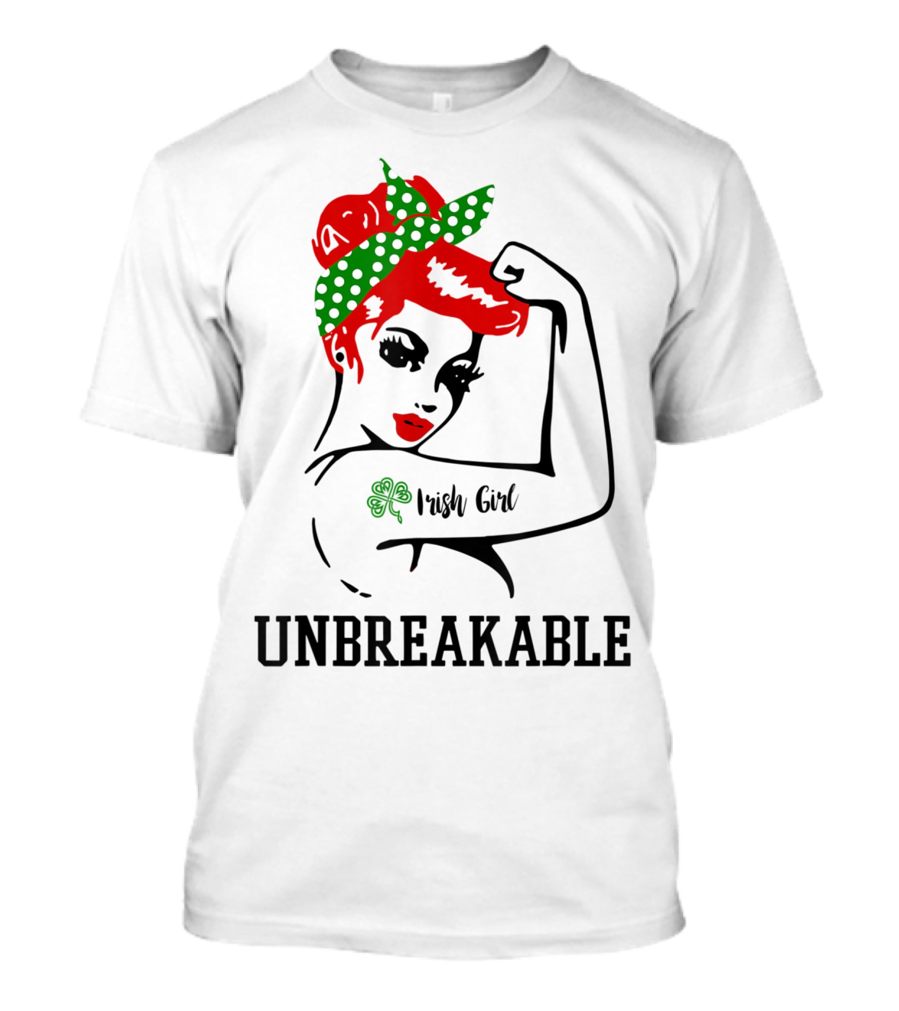 Irish Girl Unbreakable Shamrock Tattoo Rosie Riveter T-Shirt