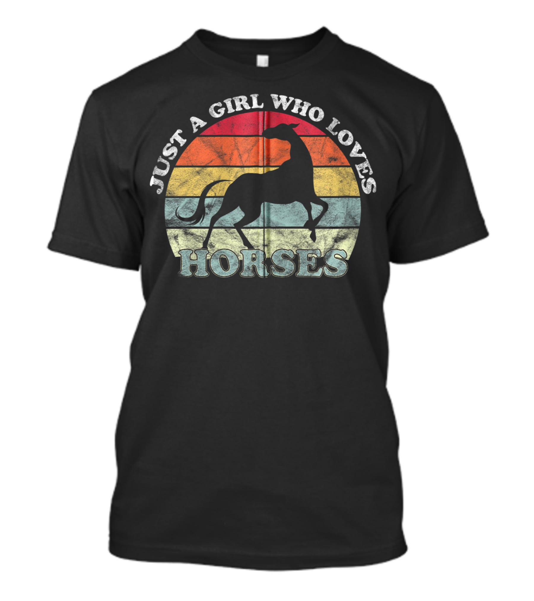 Just A Girl Who Loves Horses Retro Silhouette Rider T-Shirt