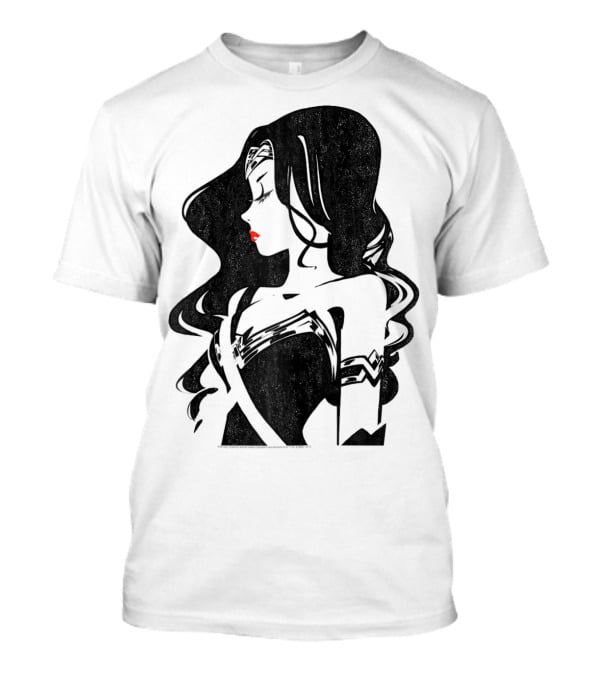 Justice League Wonder Woman Profile Silhouette With Red Lips T-Shirt