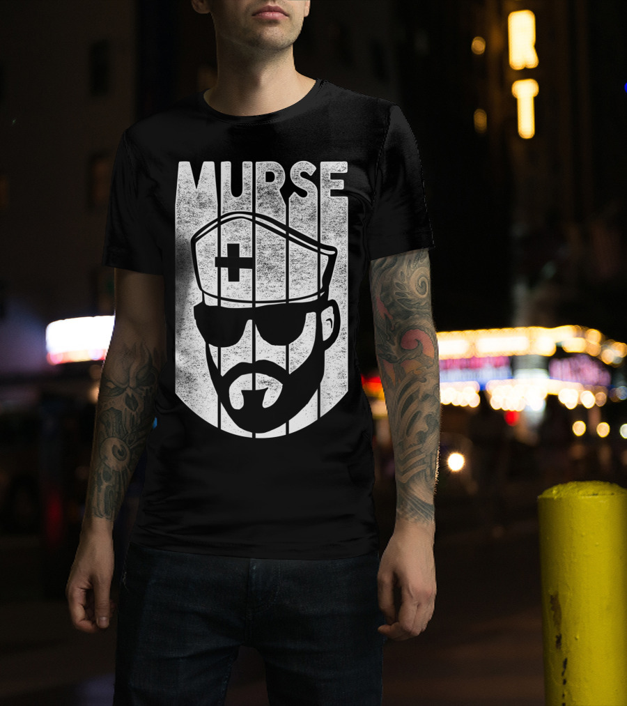 Mens Murse Funny Beard Nurse Male Nurse T-Shirt
