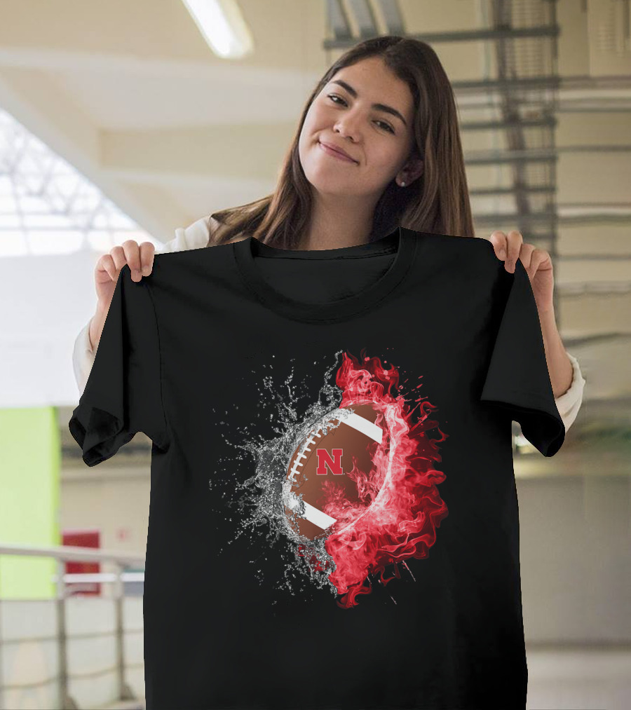 Nebraska Cornhuskers Football Water And Fire Burst T-Shirt
