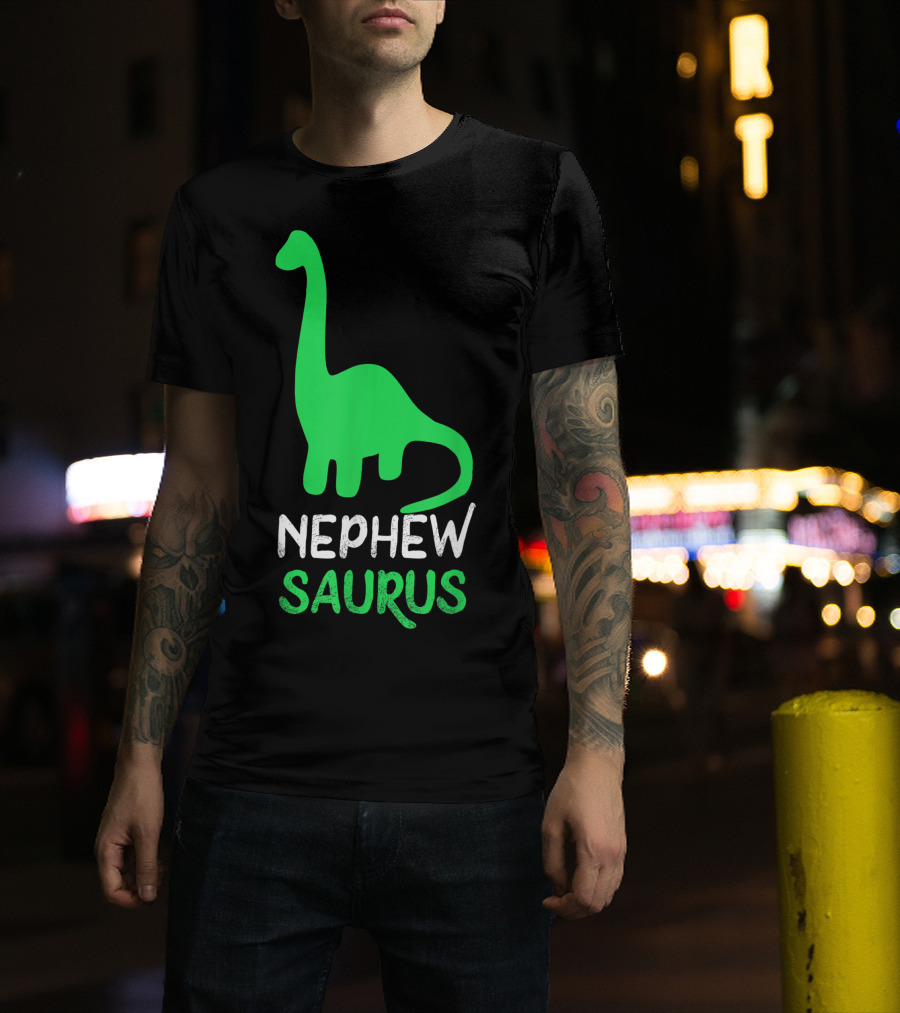 Nephewsaurus Funny Dinosaur Nephew Saurus Iconic Green Dinosaur T-Shirt