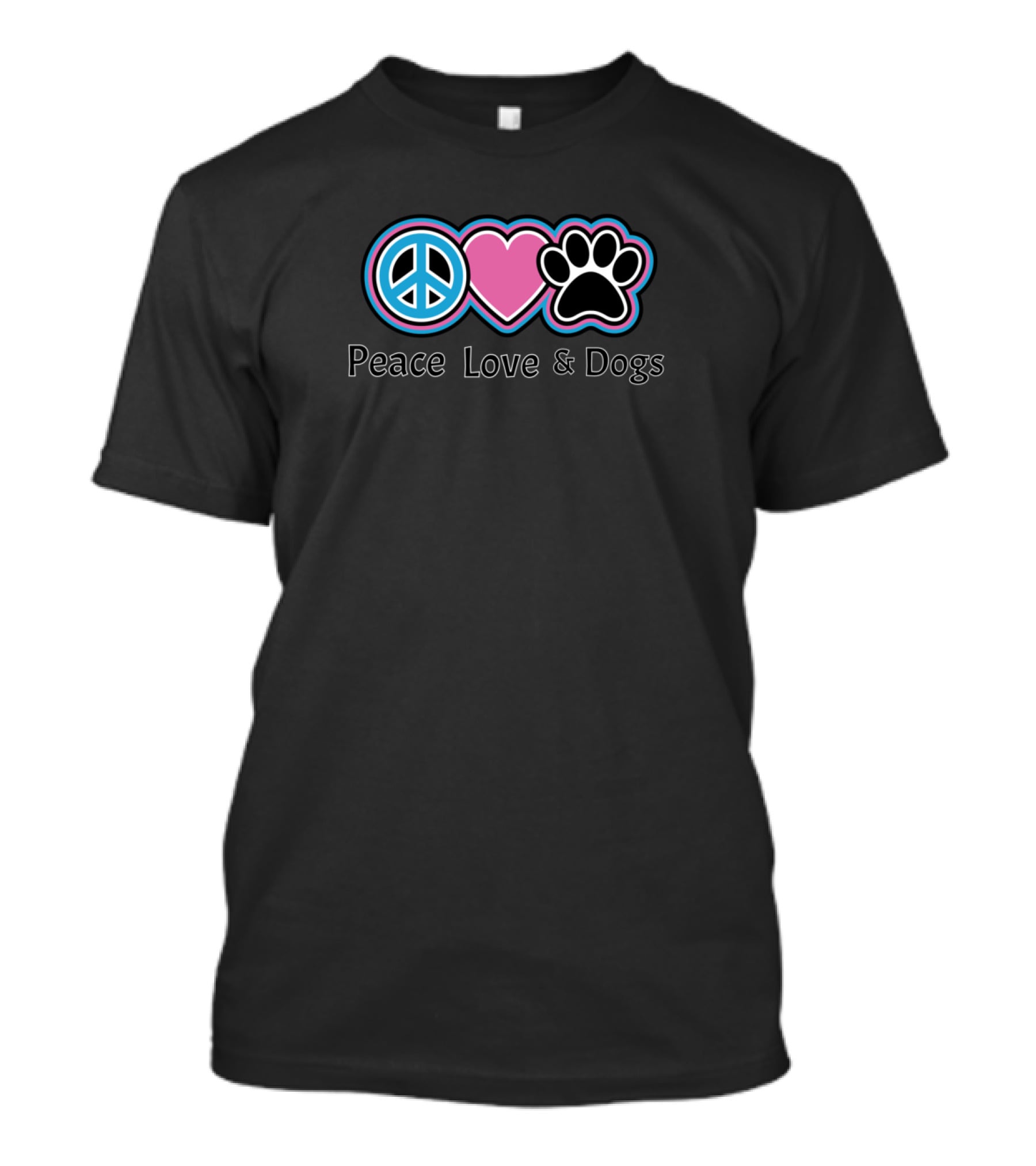 Peace Love And Dogs Peace Sign Heart Paw T-Shirt