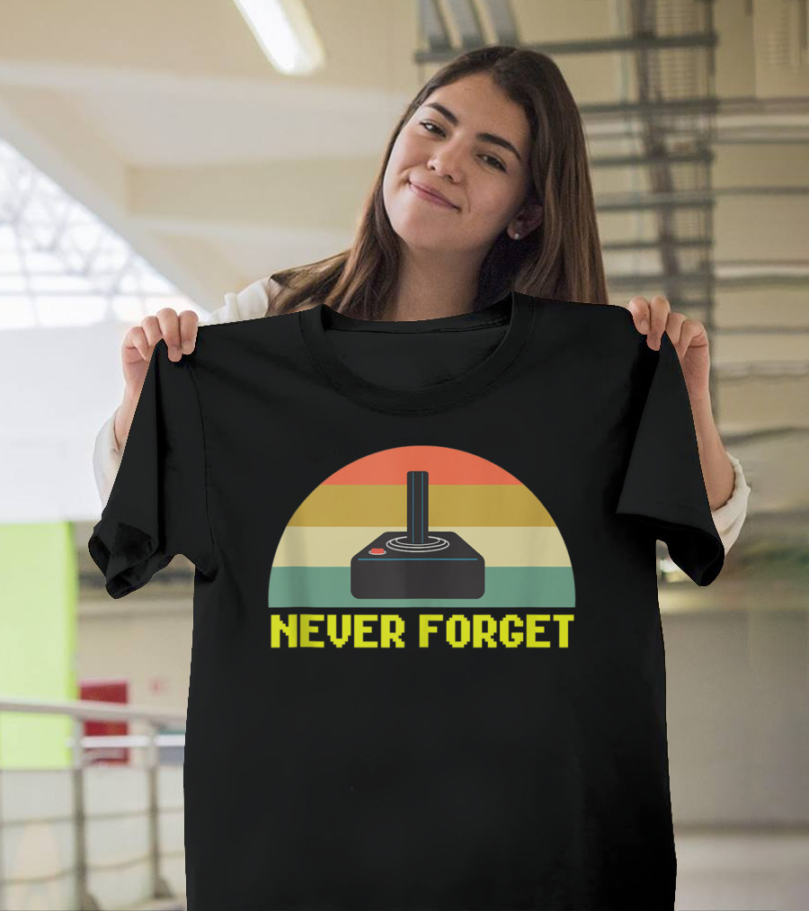 Never Forget Retro 80S Joystick Video Game Controller Pixel T-Shirt