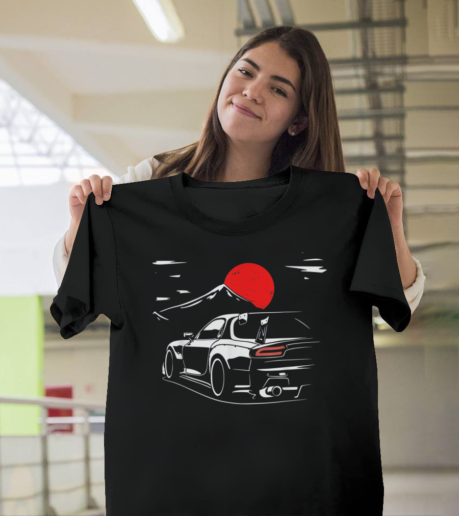 Rotary Engine JDM RX Car Meet Tuning Night Mountain Scene T-Shirt