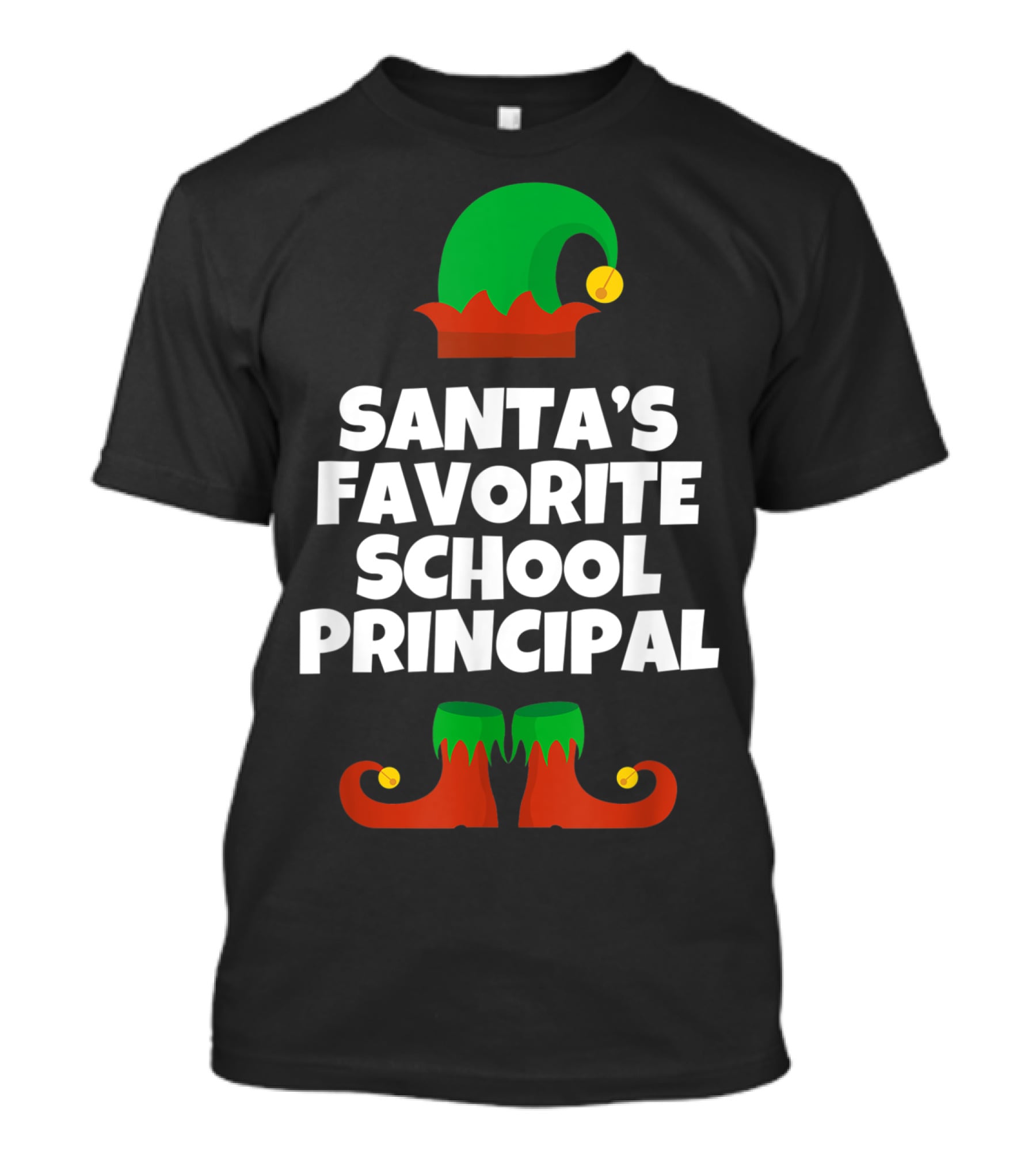 Santa's Favorite School Principal Elf Hat And Shoes T-Shirt