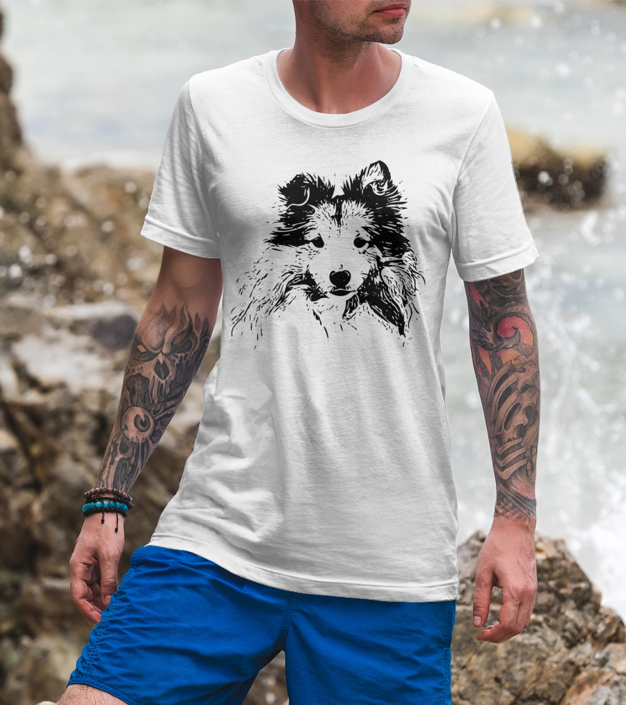 Shetland Sheepdog Outline Sketch T-Shirt