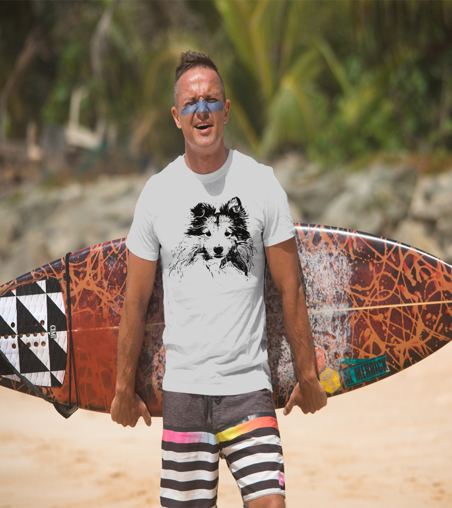 Shetland Sheepdog Outline Sketch T-Shirt