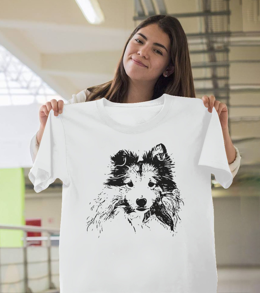 Shetland Sheepdog Outline Sketch T-Shirt