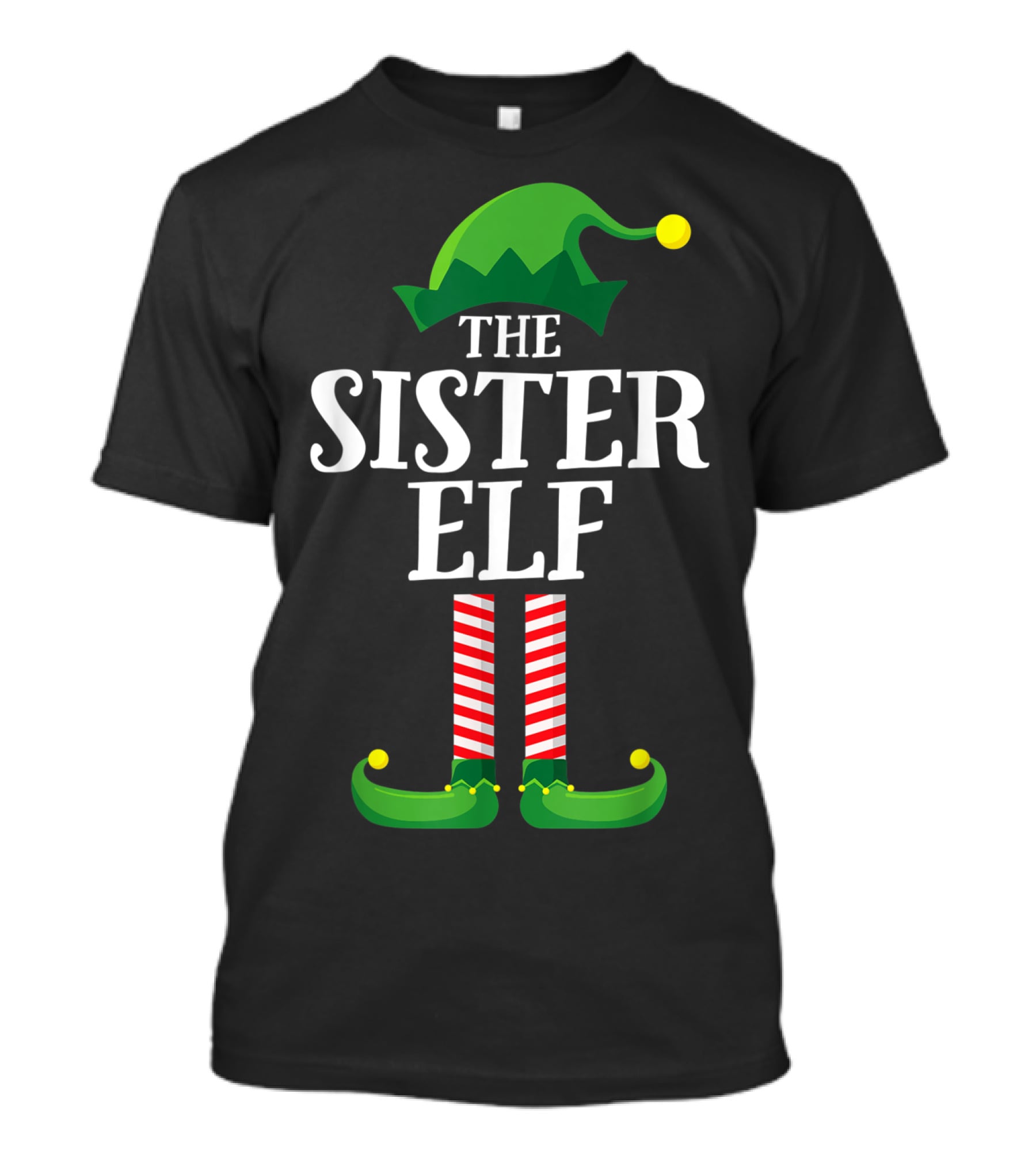 The Sister Elf Matching Family Group Christmas Hat And Shoes T-Shirt