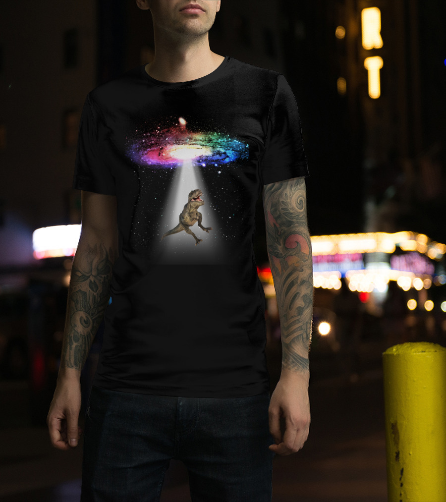 Space Dinosaur Trex In Galaxy Beam T-Shirt