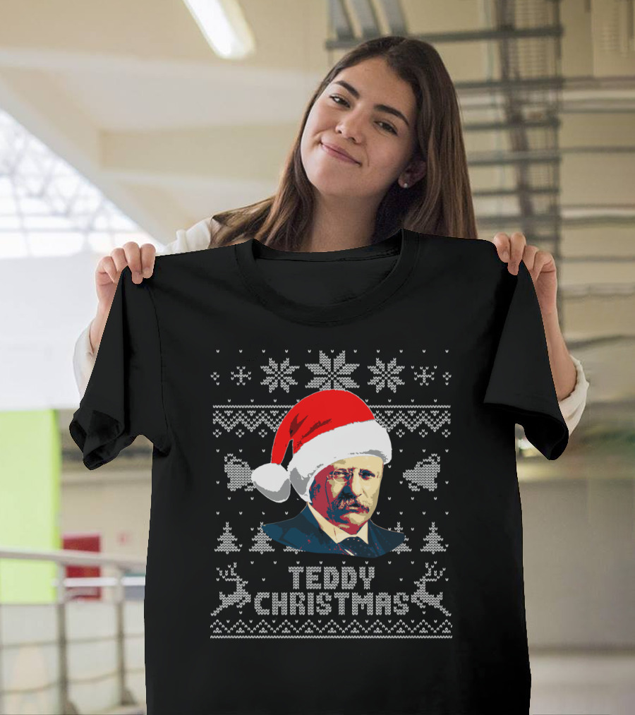 Teddy Christmas Theodore Roosevelt Santa Hat T-Shirt