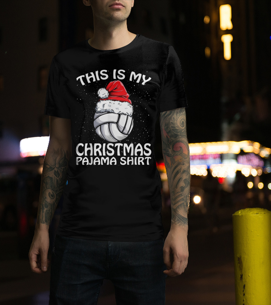 This Is My Christmas Pajama Volleyball Santa T-Shirt