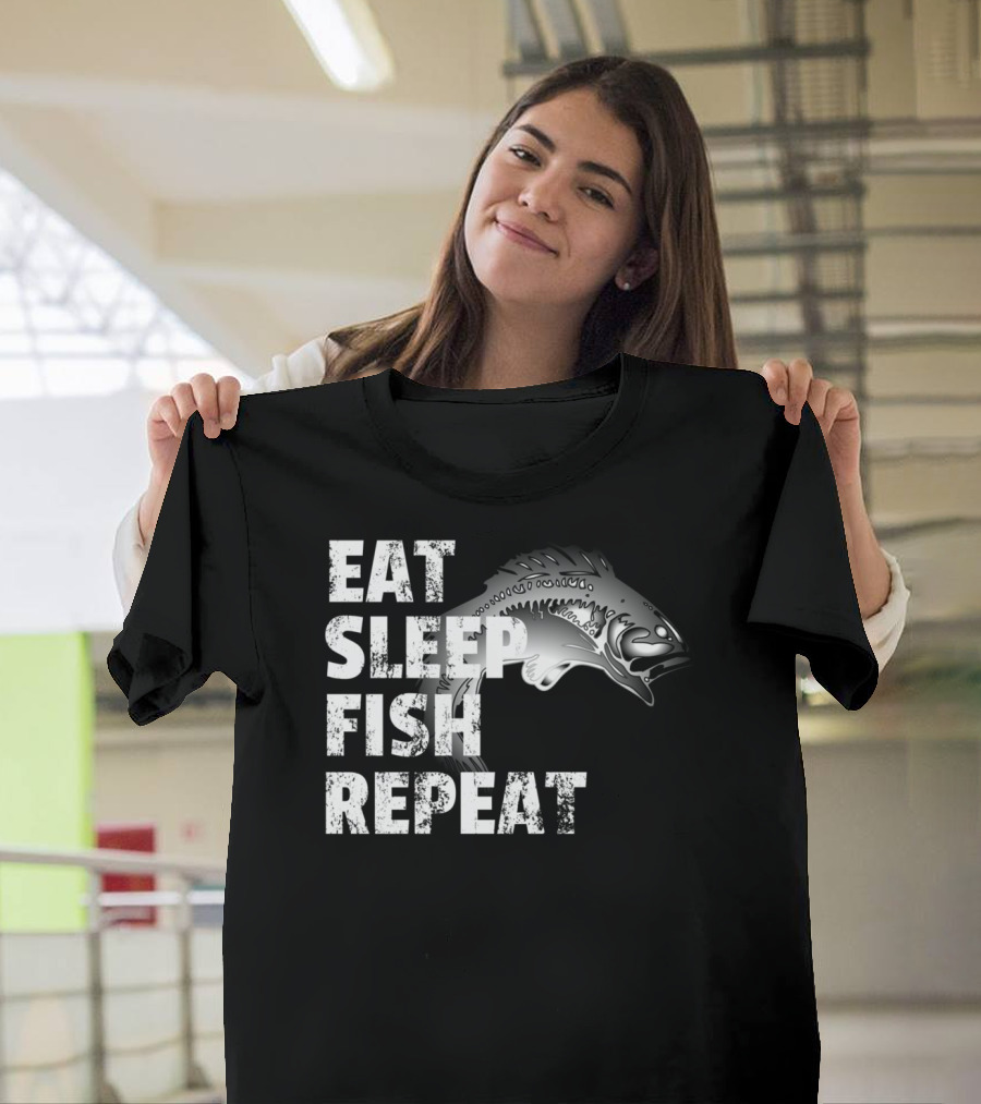 Eat Sleep Fish Repeat Vintage Fishing Lover Outdoors Enthusiast T-Shirt
