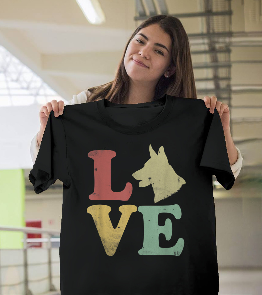 Vintage I Love My German Shepherd Beagle Love Dog T-Shirt