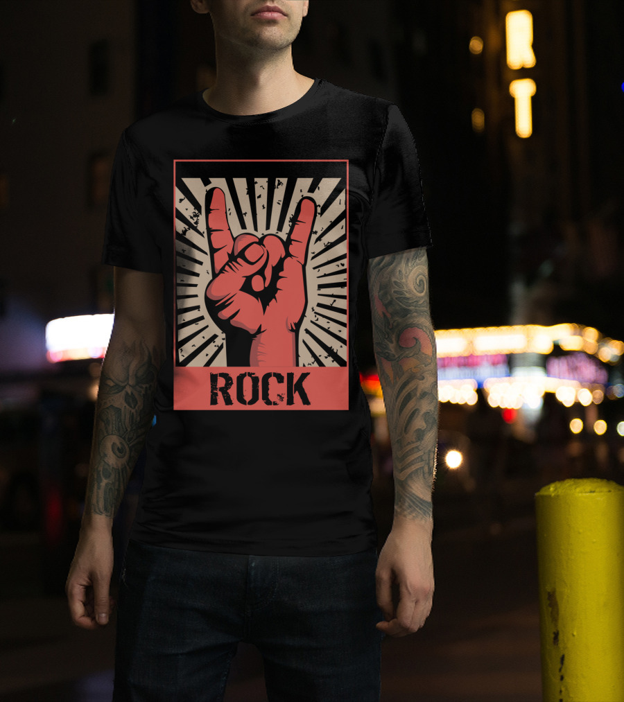 Vintage Rock Hand Gesture 70s 80s Concert Band T-Shirt