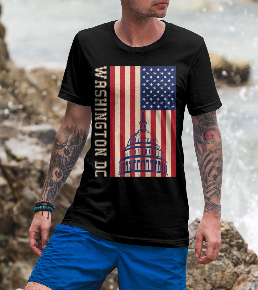 Washington DC American Flag Capitol Building T-Shirt