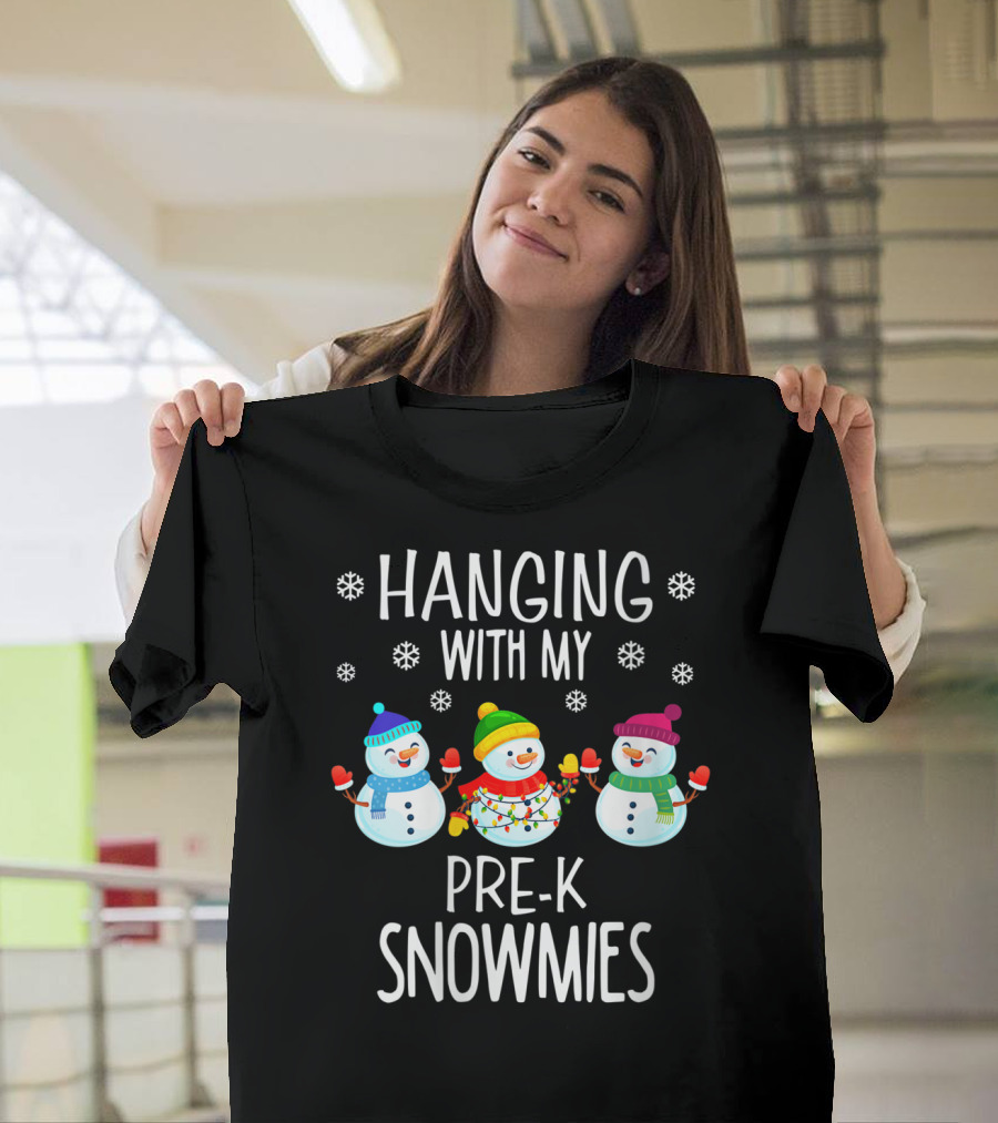 Hanging with My Pre-K Snowmies Teacher Christmas Holidays Educator T-Shirt