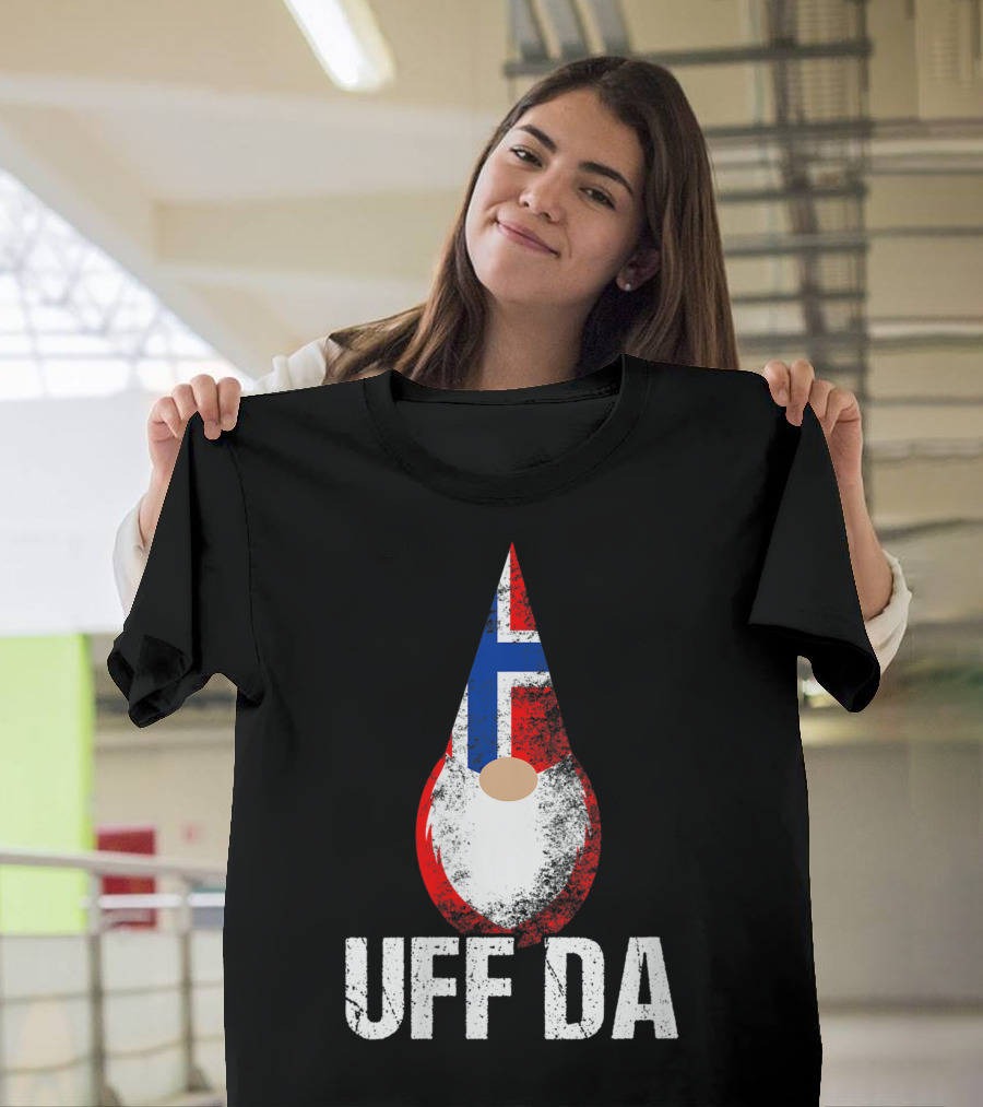 Uff Da Norwegian Flag Gnome Norway Tomte T-Shirt