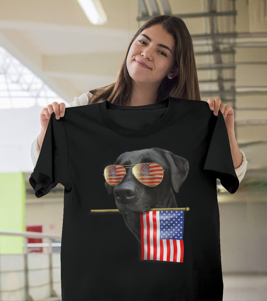4th of July Fun American Flag Labrador Sunglasses T-Shirt